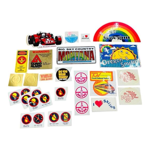 Retro Sticker Lot Travel Safety Pride Rainbow Bumper Labels Decals Train Oregon - Picture 1 of 7
